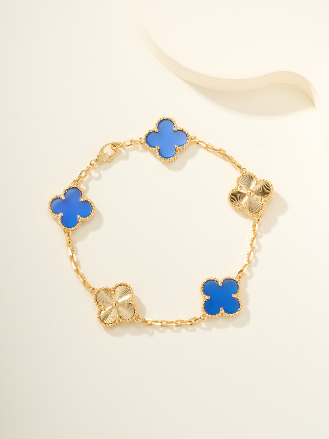 Van Cleef & Arpels Alhambra Gold Bracelet with Blue Stones